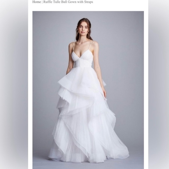 Marchesa | Dresses | Marchesa White Ruffle Tulle Ball Gown | Poshmark